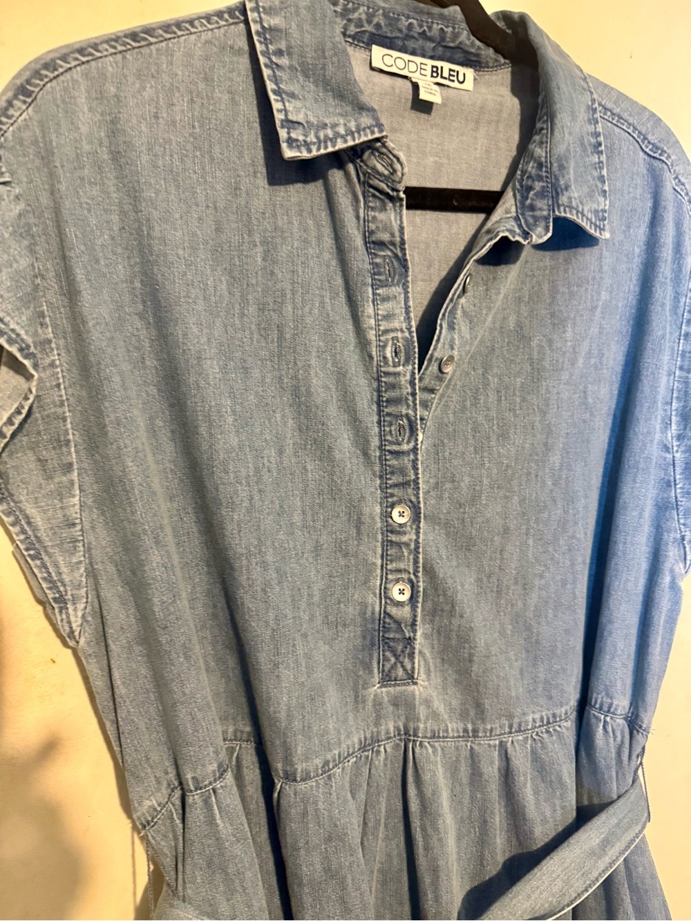 Code Bleu Faded Blue Denim Shirt Dress